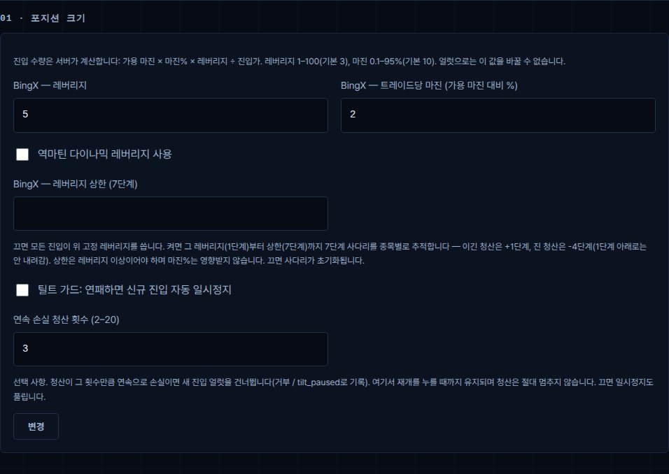 레버리지·트레이드당 마진 설정